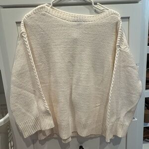 Ann Taylor Cream Cable Knit Sweater Medium